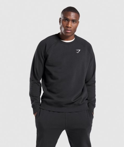 Men's Gymshark Crest Sweatshirts Black | CA 76NA8D